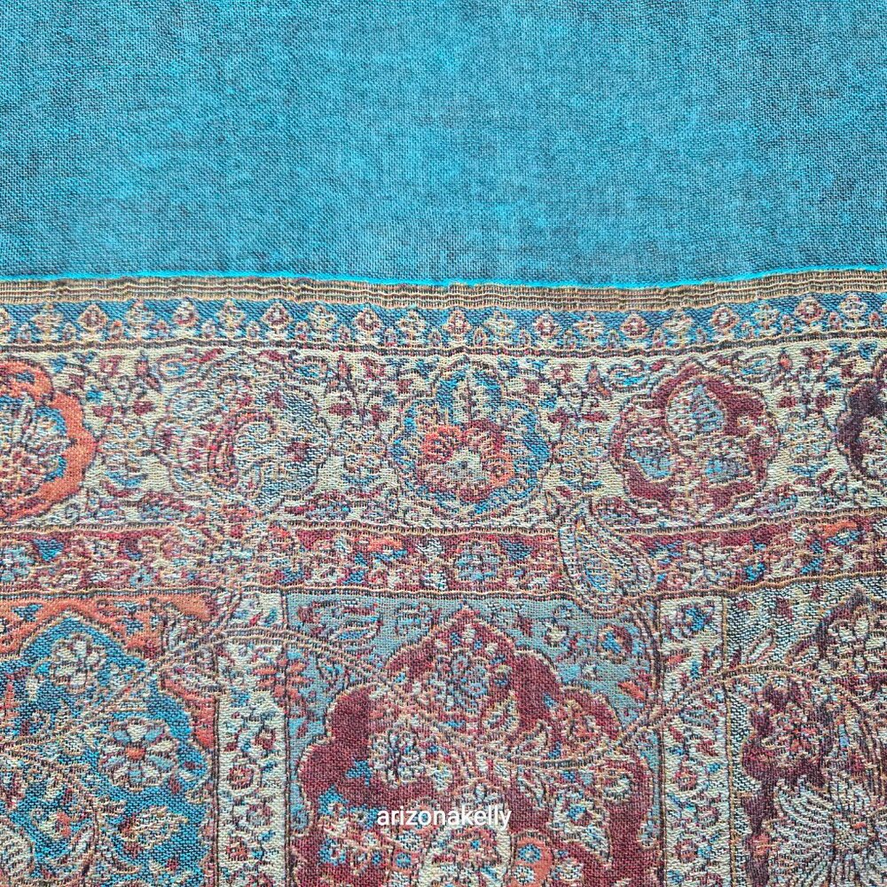 NWOT Wool Scarf Woven Teal Blue - Picture 6 of 11